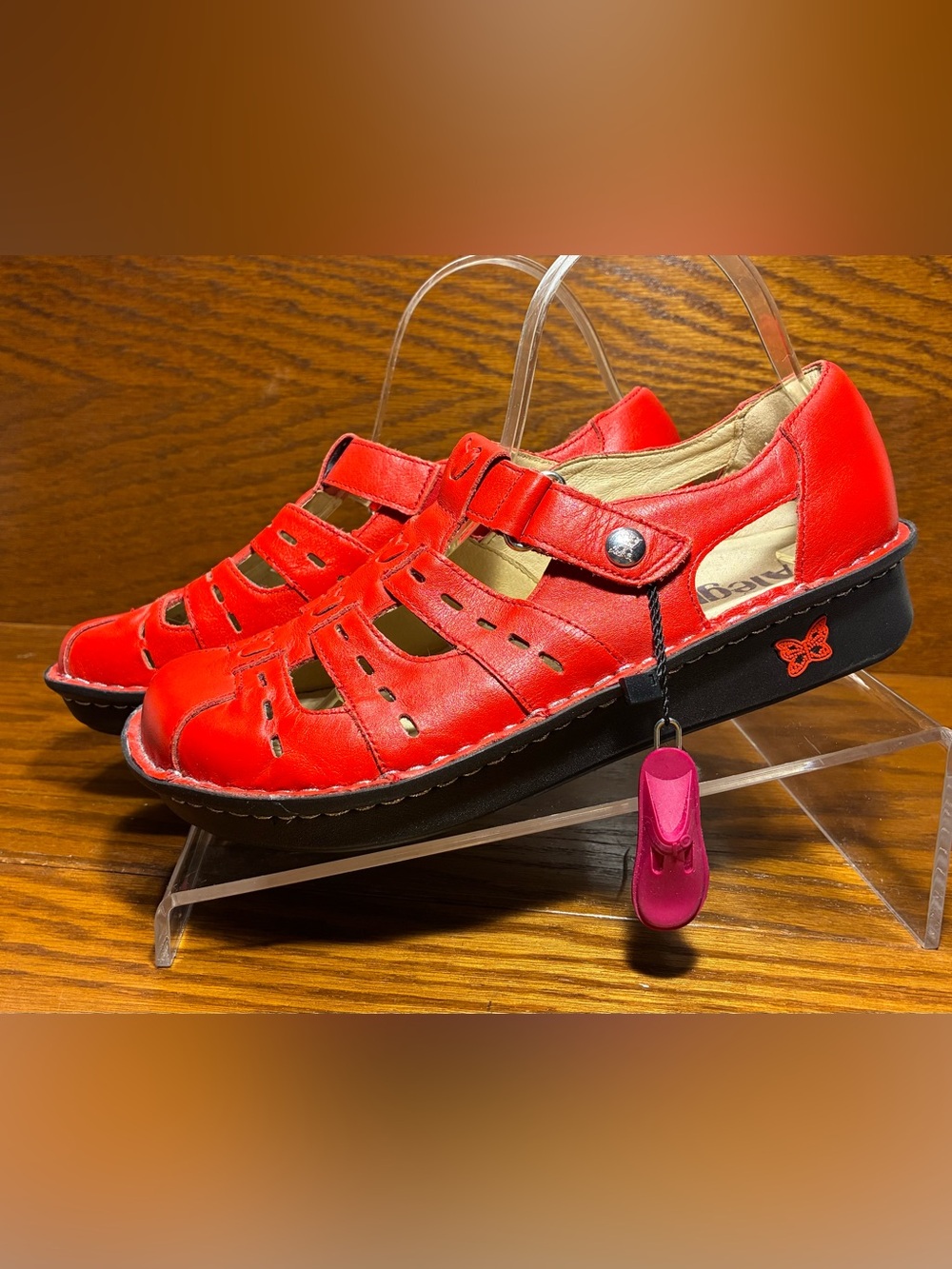 Alegria Pesca Tomato Red Leather Fisherman Sandals EU 37 US 7-7.5 - Picture 3 of 16